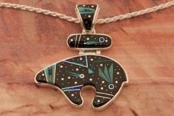 Calvin Begay Night Sky Sterling Silver Bear Pendant